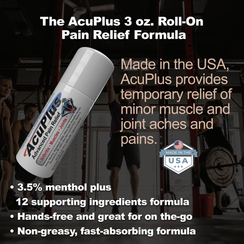AcuPlus 3 oz Pain Relief Roll-On – Hands-Free Menthol Pain Relief for Muscles and Joints