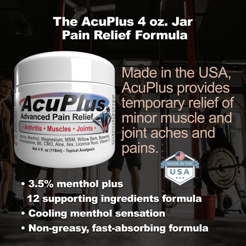 AcuPlus 4 oz Pain Relief Cream 3 Pack – Menthol Topical Analgesic for Muscle and Joint Aches. Best Value Set