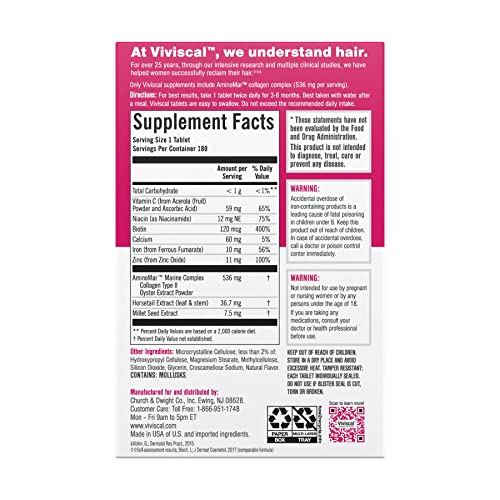 Viviscal Advanced Hair Growth Supplement – 180 tablets