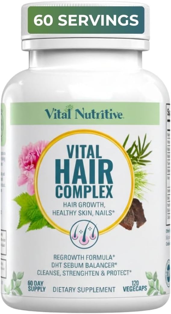 VITAL NUTRITIVE Vital Hair Complex – Biotin & Vitamin B Support for Healthy Hair, Skin & Nails (Men & Women)