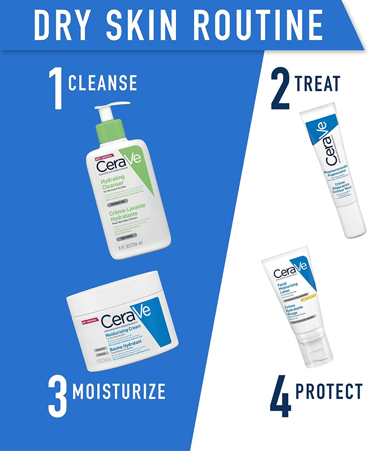 CeraVe Moisturizing Cream | Body and Face Moisturizer for Dry to Very Dry Skin | Body Cream with Hyaluronic Acid and Ceramides | Normal | Fragrance Free | 19 Oz | Packages May Vary