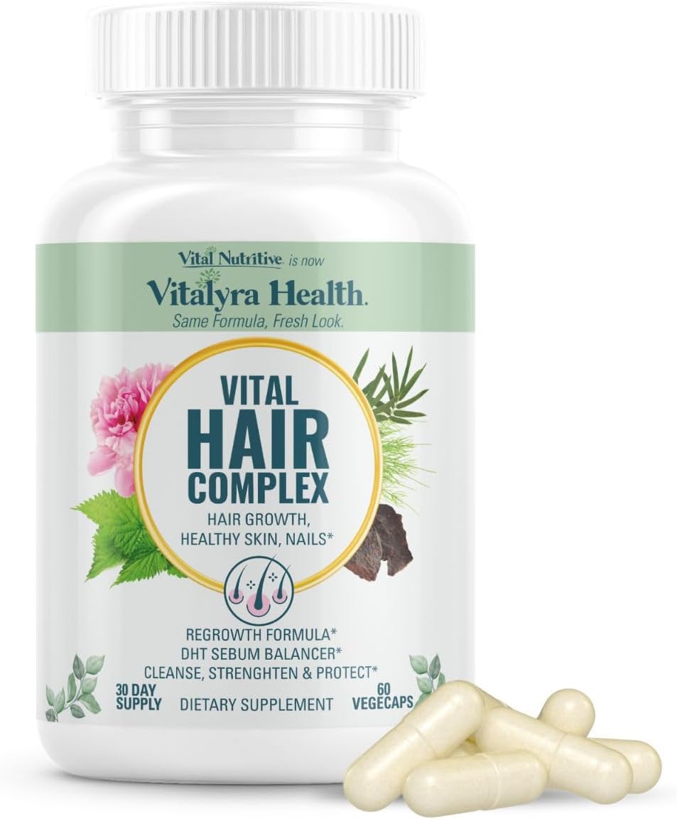 VITAL NUTRITIVE Vital Hair Complex – Biotin & Vitamin B Support for Healthy Hair, Skin & Nails (Men & Women)