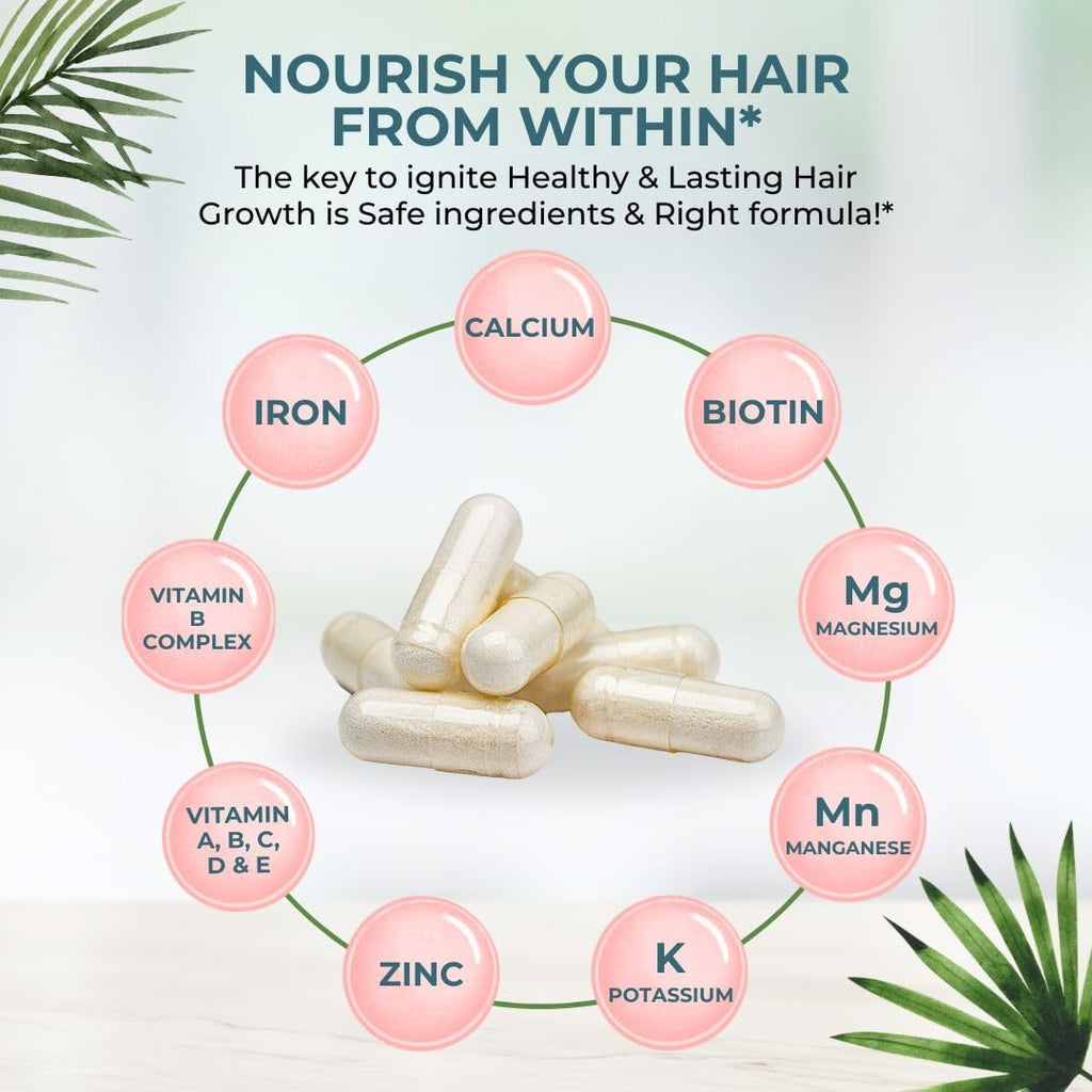 VITAL NUTRITIVE Vital Hair Complex – Biotin & Vitamin B Support for Healthy Hair, Skin & Nails (Men & Women)