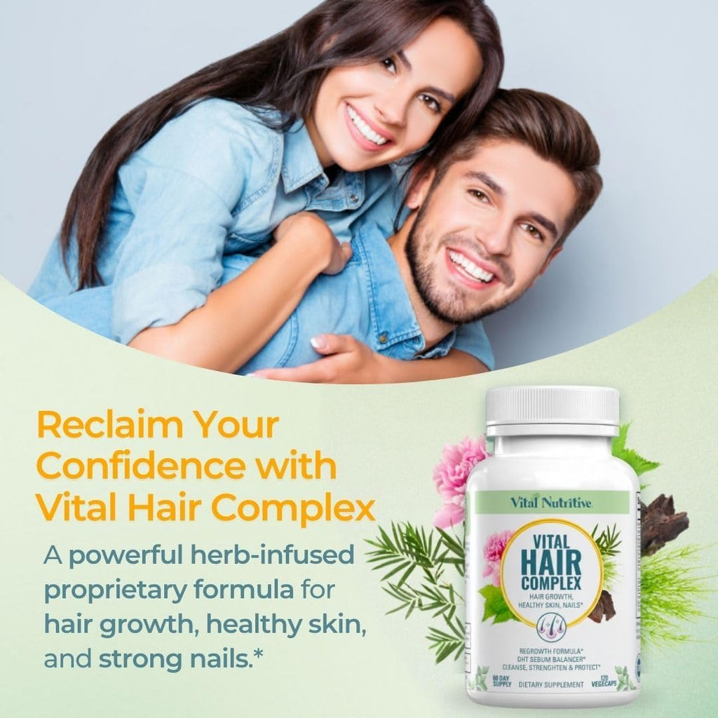 VITAL NUTRITIVE Vital Hair Complex – Biotin & Vitamin B Support for Healthy Hair, Skin & Nails (Men & Women)