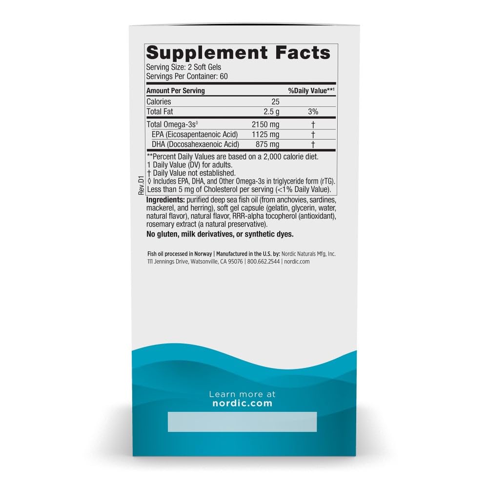 Nordic Naturals Ultimate Omega 2X – High-Potency Fish Oil | 2150 mg EPA & DHA | Lemon Flavor, 120 Softgels