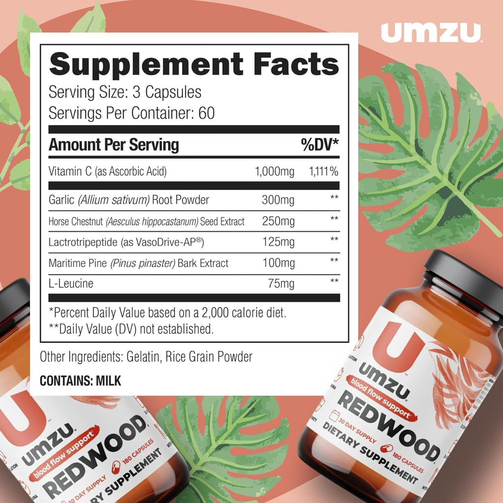UMZU Redwood Max Nitric Oxide Booster, 1-Month Supply – Advanced Nitric Oxide