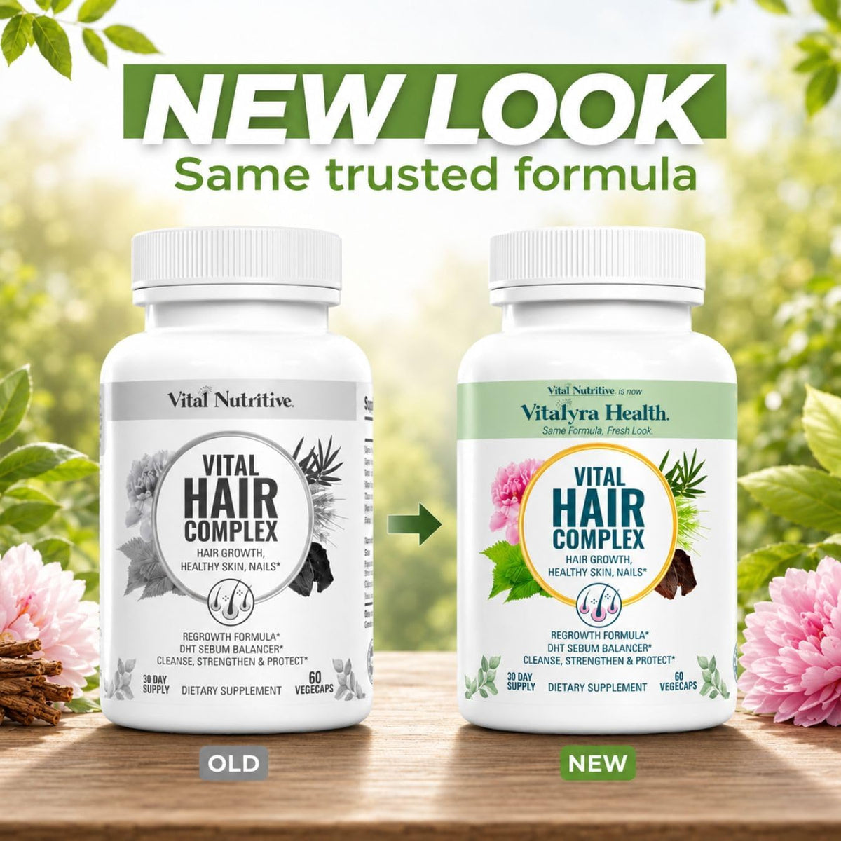 VITAL NUTRITIVE Vital Hair Complex – Biotin & Vitamin B Support for Healthy Hair, Skin & Nails (Men & Women)