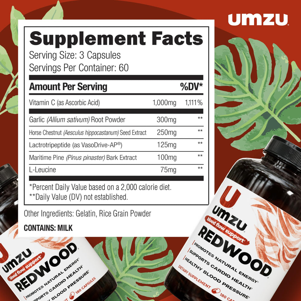 UMZU Redwood Max Nitric Oxide Booster, 1-Month Supply – Advanced Nitric Oxide