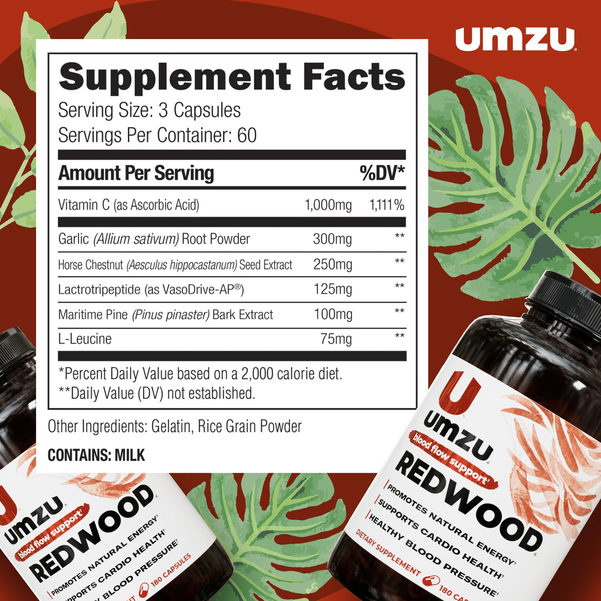 UMZU Redwood Max Nitric Oxide Booster, 1-Month Supply – Advanced Nitric Oxide