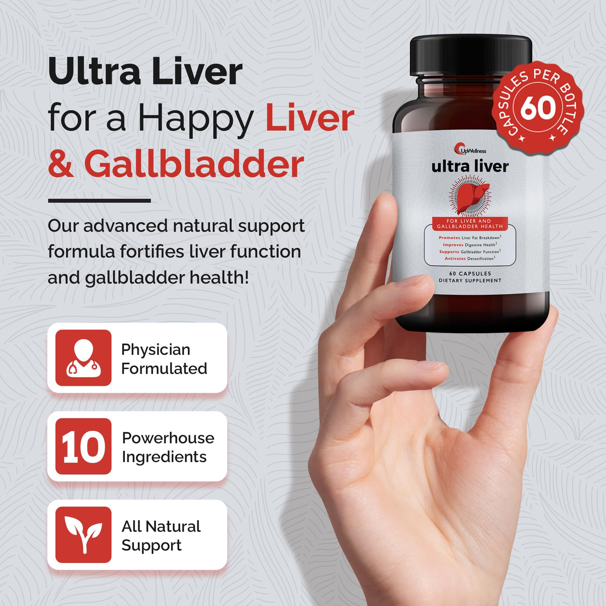 UpWellness Ultra Liver Support – TMG, NAC & Milk Thistle Formula for Liver and Gallbladder Health (60 Capsules)