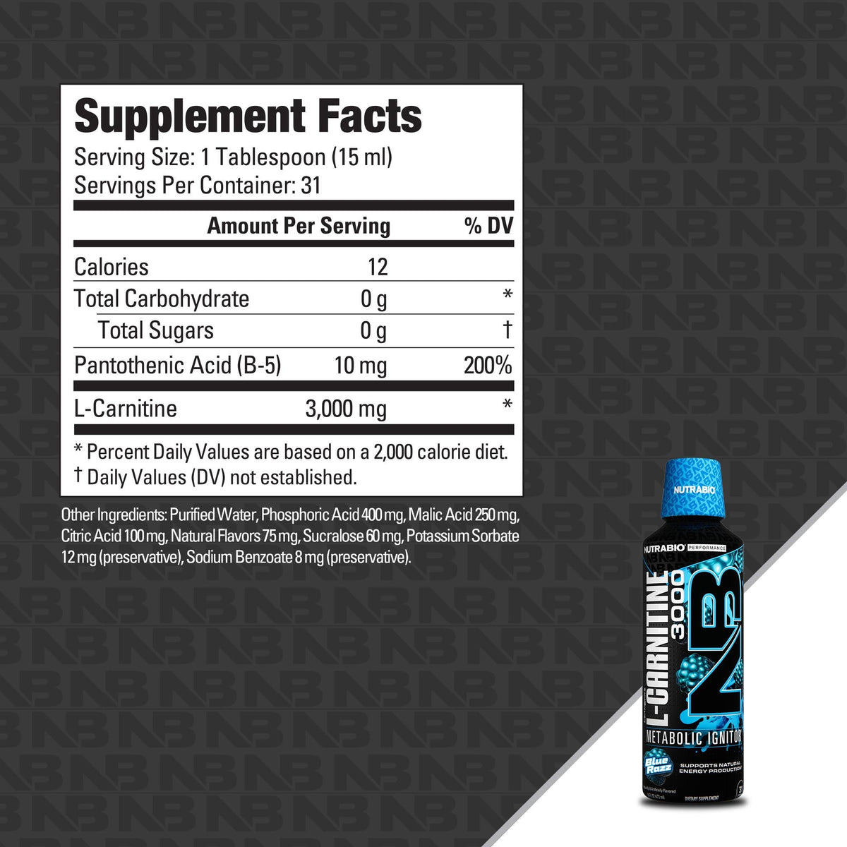 NutraBio L-Carnitine 3000