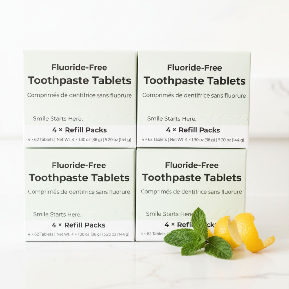 Fluoride-Free Yuzu Mint Toothpaste Tablets – 4-Month Supply | 5% nHAp