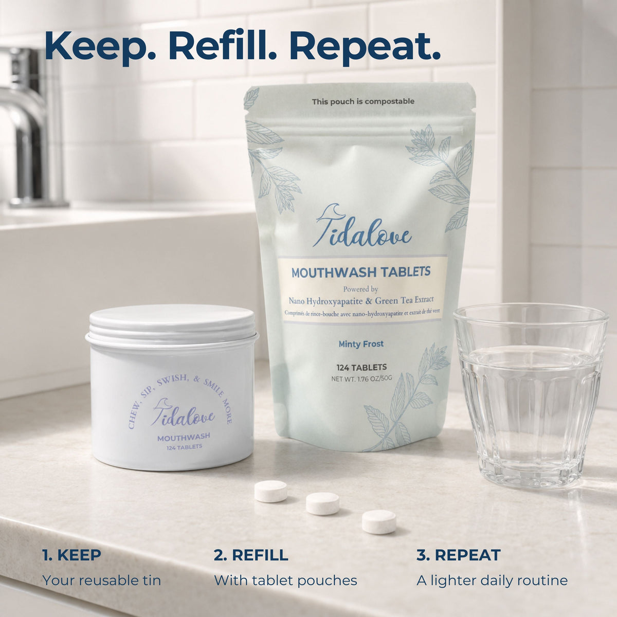 Fluoride-Free Mouthwash Tablets Refill with 5% nHAp – 124 Tablets